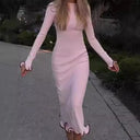 Chic Women's Long Sleeve Midi Dress with Playful Hem