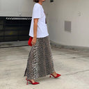 Stylish Animal Print Maxi Skirt with Side Slit