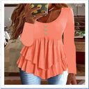 Chic Layered Long Sleeve Blouse with Button Accents