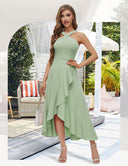 Asymmetrical Long Evening Dress with Draping