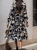 Chic Long Sleeve Dress with Trendy Graphic Print