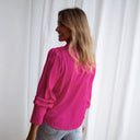 Chic Satin V-Neck Shirt with Long Sleeves