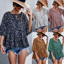 Chic Women's Blouse with Statement Sleeves and Polka Dot Design