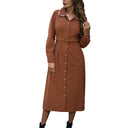 Chic Women's Shirt Dress with Button Placket and Waist Belt