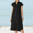 Chic Women's Button-Up Dress with Pockets