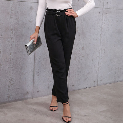 Chic High-Waist Wide-Leg Trousers with Stylish Tie Belt