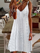 Women's V-Neck Eyelet Summer Dress