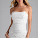Chic Women's Ruffled Cocktail Dress with Pearl Accents