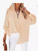 Trendy Ruffled Sleeve Blouse with Striped Design for Women