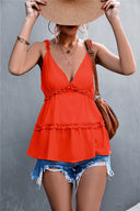 Chic Women's Blouse with Ruffle Accents and V-Neck Design