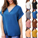 Women's Airy V-Neck Tee with Rolled Sleeves