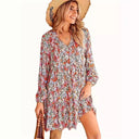Floral Women's Blouse Dress with Pockets