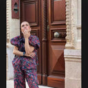 Floral Print Blouse with Statement Sleeves for Women