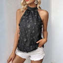 Floral 3D Design Blouse with Stand Collar for Women