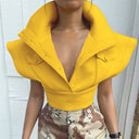 Chic Women's Cropped Blazer with Oversized Collar