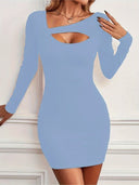 Chic Asymmetrical Neckline Mini Dress for Women