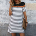 Chic Striped Short Sleeve Dress for Women