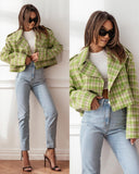 Chic Women's Checked Short Blazer with Stylish Design