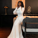 Chic Long-Sleeved Maxi Dress with Draped Hem for Women