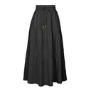 Long Ruffle Skirt with Elastic Waistband for Women