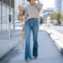 Stylish High-Waist Flared Jeans for Women