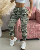 Women's Cargo Pocket Pants with Elastic Waist