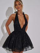 Women's Stunning Cocktail Dress with Shimmering Bodice