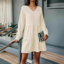 Chic Women's V-Neck Ruffle Dress