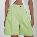 Women's Striped High-Waisted Fabric Shorts