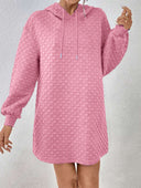 Textured Pattern Long Sleeve Hooded Women's Dress
