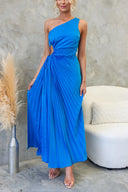 Chic Asymmetrical Women's Maxi Dress with Draped Elegance