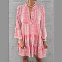 Graphic Pattern Women's Wrap Dress with Statement Sleeves