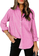 Women's Striped Blouse with Classic Collar Style