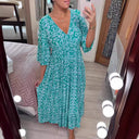 V-Neck Maxi Dress with Flowing Sleeves for Women