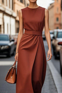 Flowing Maxi Dress with Waist Belt for Women