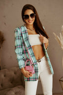 Chic Women's Checked Blazer with Modern Silhouette