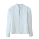 Chic Women's Blazer Jacket with Classic Collar and Stylish Button Accents