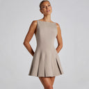 Chic A-Line Dress with Flowing Hem and Pleats