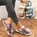 Plush Double Strap Women's Slippers