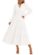 Women's Ruffle-Detail Maxi Dress with V-Neck Design
