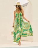 Chic Women's Maxi Dress with Deep V-Neck Design