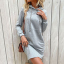 Women's Hooded Dress with Kangaroo Pocket & Contrast Accents