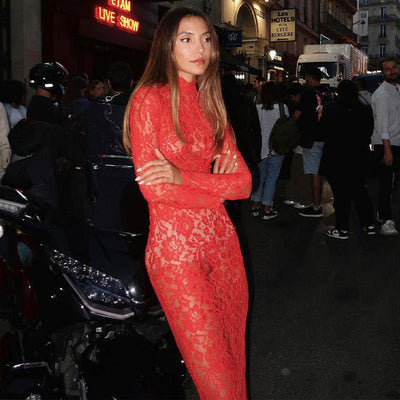 Women's High Collar Lace Dress – Fashion-Forward Elegance