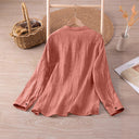 Textured Women's Blouse with Button Accents