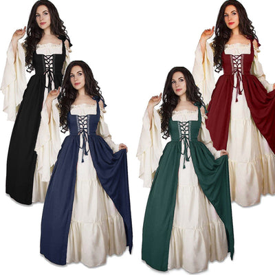 Vintage Inspired V-Neck Dress with Flowy Sleeves