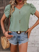 Chic Women's T-Shirt with Button Accents