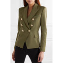 Chic Women's Double-Breasted Blazer with Gold Accents