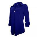 Chic Women's Long Sleeve Blouse with V-Neck and Decorative Pleats