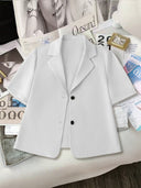 Women's Short-Sleeved Blazer Jacket in Chic Fabric