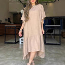 Chic Women's Linen Dress with Statement Sleeves